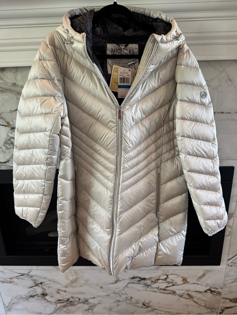 MICHAEL Michael Kors Women's Quilted Hooded Puffer Coat in Ivory